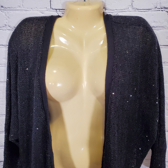 Lane Bryant Black Sequin Cropped Cardigan - Picture 4 of 8